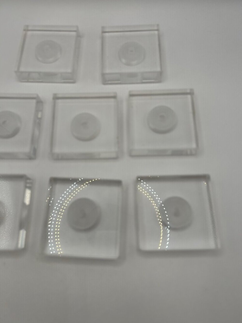 Lot of 8 Clear Acrylic Lucite Display Mount Blocks 2” Square Recessed Center - Picture 11 of 15